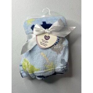 Parents Choice Blue Dinosaur Baby Boy Blanket Soft 30x36 Walmart Fleece NWT